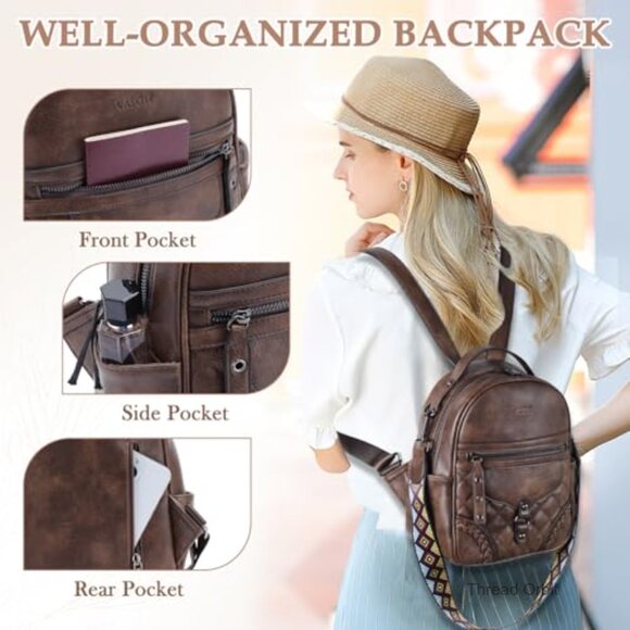 Small Vegan Leather Backpack Purse with Detachable Guitar Strap